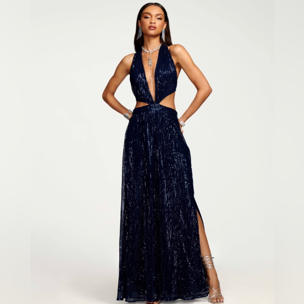 Ramy Brook size 4
Selena Cut-Out Sequin Maxi Dress in Perfect condition